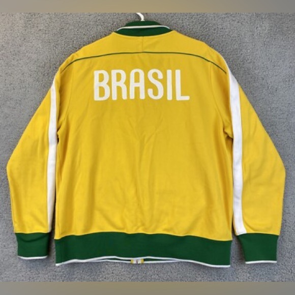 Nike Yellow and Green Bomber Jacket with Ribbed Cuffs Vintage - Picture 2 of 9